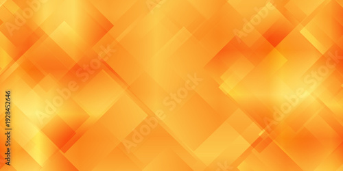 Abstract orange geometric background with overlapping transparent squares and diamonds in a vibrant dynamic gradient