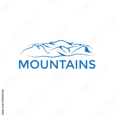 Mountain range silhouette in blue color for travel logo vector