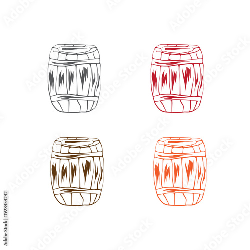 Barrel wooden set in different colors for brewery logo vector