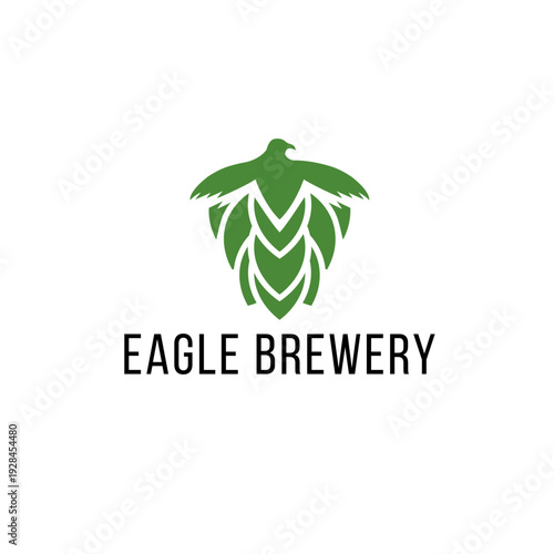 Eagle combined with hop cone for brewery logo vector