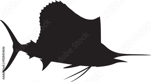 Silhouette sea fish design 