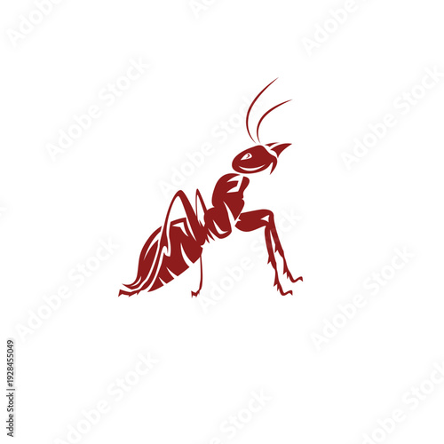 Ant silhouette in red color for pest control logo vector