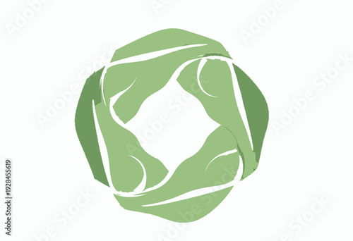 Four Interlocking Green Hands Forming a Circular Unity Symbolizing Cooperation and Environmental Harmony Abstract Design