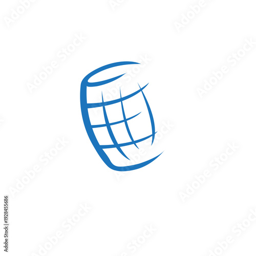 Wooden barrel in blue line style for brewery logo vector