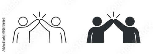 Teamwork icon set, high five gesture symbol, partnership success vector illustration