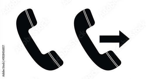 Two black telephones and an arrow a striking silhouette