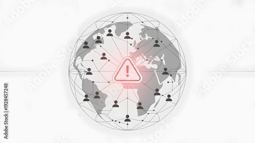 Global cyber threat warning sign concept.