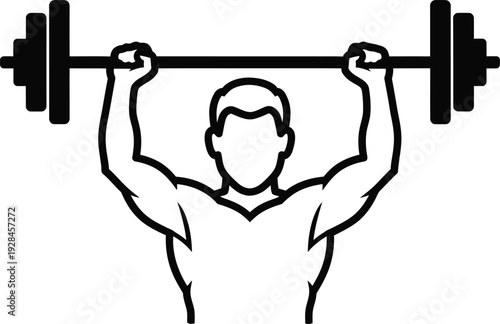 Fitness illustration of a man lifting weights at the gym
