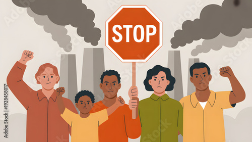 People protesting against environmental pollution.