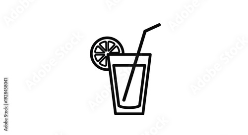 A simple line drawing of a drink with citrus a clean silhouette