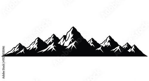 Dramatic mountain range design with a bold black silhouette