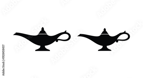 Two black magic lamps depicted in a striking silhouette
