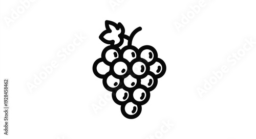Black and white illustration of a bunch of grapes silhouette