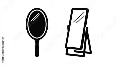 Two mirrors in black a handheld and a vanity silhouette