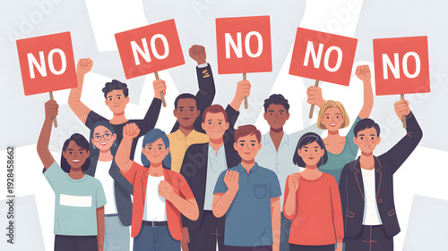 Diverse group protesting with no signs.