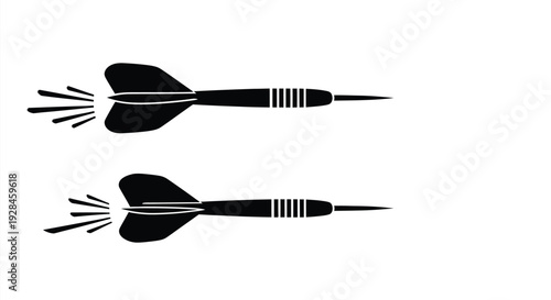 Two black darts displayed against a white background silhouette