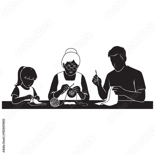 Family bonding over crafts and hobbies together