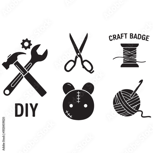 DIY crafting tools and icons for creative projects