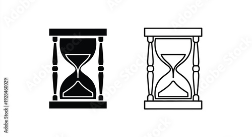 Two hourglasses one filled and one empty in stark contrast silhouette