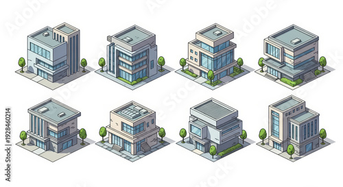 Isometric Pixel Art Buildings Collection