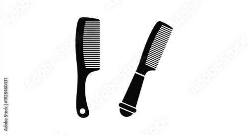 Two combs displayed in a stark contrasting black silhouette