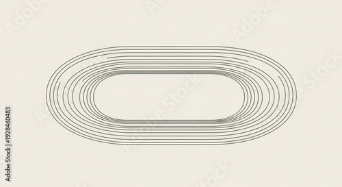 Wireframe oval track with multiple lines on beige background for design and racing concepts