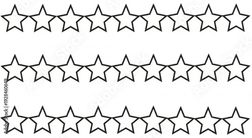 Rating stars icons set star rating symbols vector graphics black outline on white background review and feedback design elements