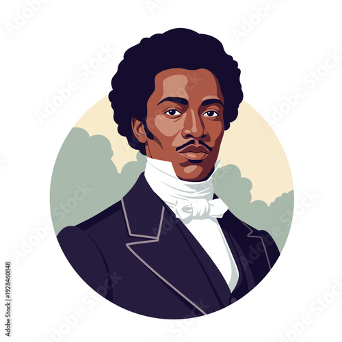 African American Man Portrait in a Minimalist Vector Illustration Style