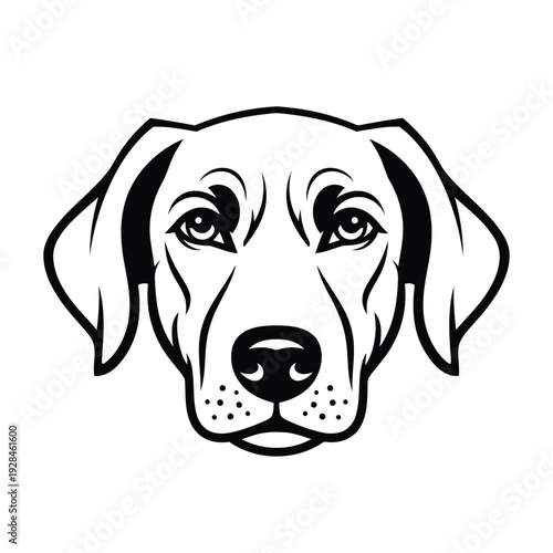 A stylized black and white illustration of a focused and attentive dog Vector