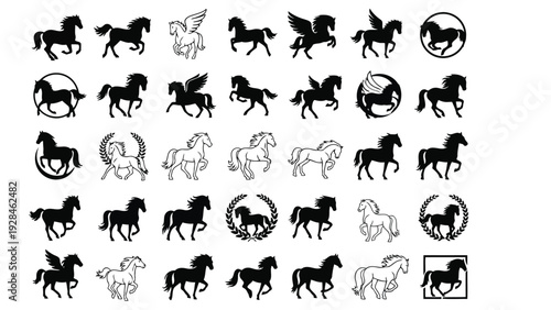 A collection of diverse animal icons in black and white with various symbols and shapes Vector