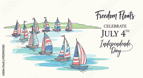 Independence Day sailing illustration