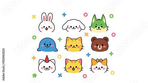 Colorful assortment of stuffed toys and plush items in a playful arrangement Vector