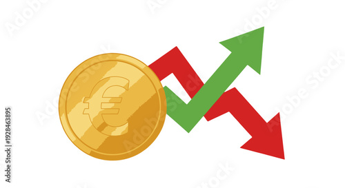 Golden Bitcoin with Rising and Falling Arrows Indicating Market Fluctuation.