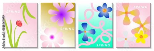 A collection of spring cards and posters featuring wildflowers, tulips, and daisies. Hand-drawn floral art templates for Women's Day, birthdays, Mother's Day, and Easter decorations.