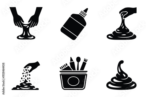 Sticky substances, glue, and crafting supplies icons