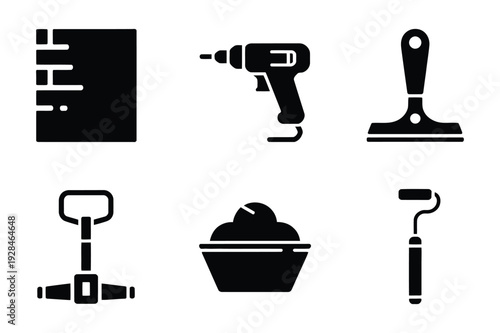 Icons for home renovation, DIY, and construction tools