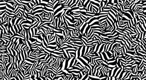 Abstract black and white pattern resembling overlapping leaves or foliage