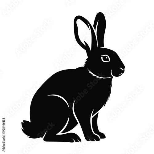 Silhouette of a rabbit sitting calmly in a minimalist black and white design Vector