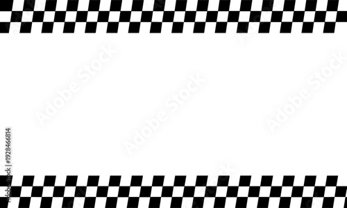 Racing checkered flag border pattern, motorsport finish line background vector design