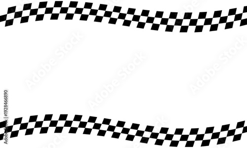 Checkered racing flag wave border, motorsport speed competition background vector