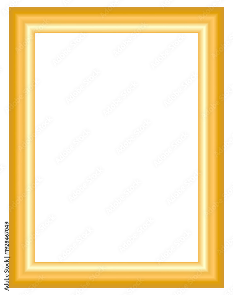 Obraz premium Golden empty picture frame isolated on white background minimalist decor