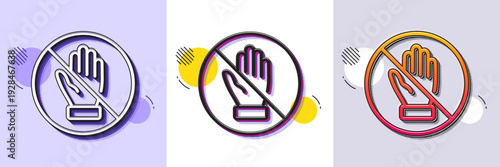 Corrupt line icon. Halftone dotted pattern. Gradient icon with grain shadow. No money bribe sign. Stop cash crime symbol. Line corrupt icon. Various designs. Vector