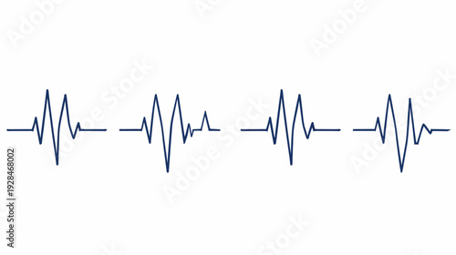 A medical and health illustration of a dark blue heartbeat rhythm on a clean white background