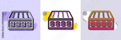 Mattress pocket spring line icon. Halftone dotted pattern. Gradient icon with grain shadow. Orthopedic sprung pad sign. Breathable sleep bed symbol. Line mattress icon. Various designs. Vector