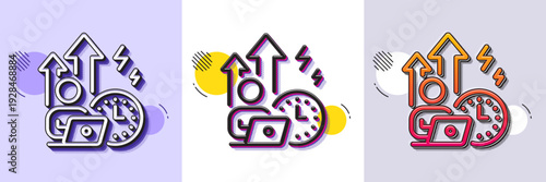 Difficult stress grows line icon. Halftone dotted pattern. Gradient icon with grain shadow. Work pressure sign. Mental health symbol. Line difficult stress icon. Various designs. Vector