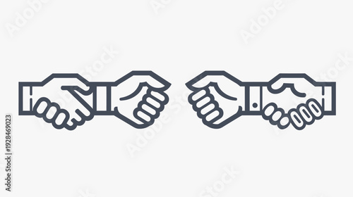 Stylized illustration featuring two hands in a handshake, conveying concepts of agreement and connection
