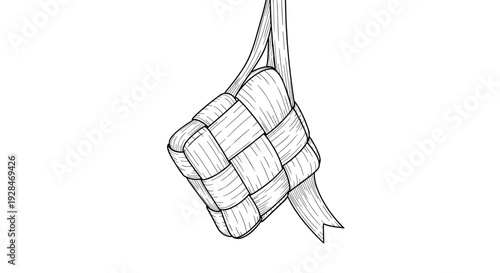 Hand Drawn Pouch with Striped Pattern.