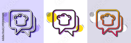 Cooking hat line icon. Halftone dotted pattern. Gradient icon with grain shadow. Chef sign. Food preparation symbol. Line cooking hat icon. Various designs. Vector