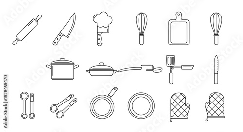Kitchen Utensils and Cooking Equipment Icons 1.