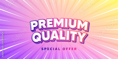 Premium quality sun rays gradient banner. Light burst background. Premium quality tag. High product sign. Top offer symbol. Gradient sun rays. Sunburst light. Vector